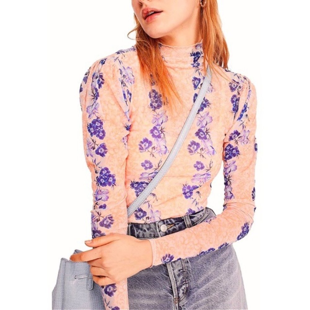 Free People Amber Orange Floral Top NWT - Picture 11 of 11